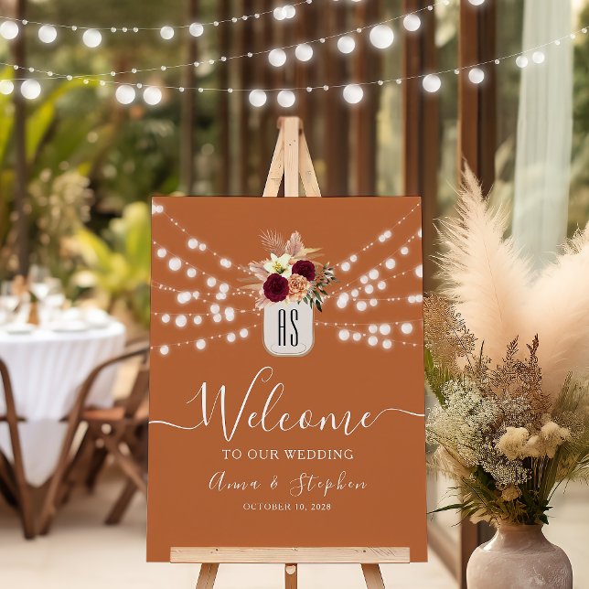 Affiche Lumières Guinguette Rustique Orange Brûlé Mariage  (Créateur téléchargé)