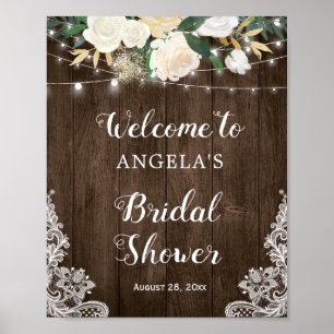 Affiche Lumières Guirlandes Florales Rustiques Signe de Ba