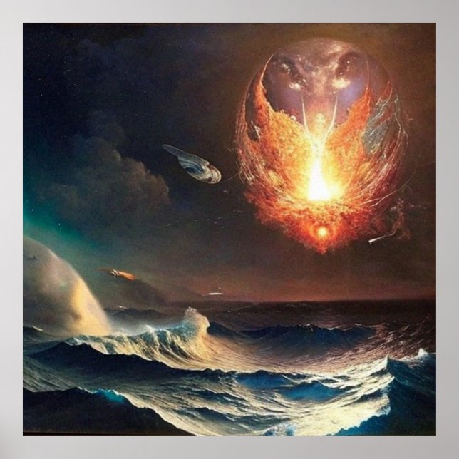 Affiche Lumières lumineuses modernes de peinture numérique (Devant)