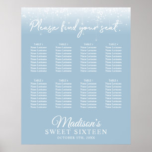 Affiche Lumières modernes Dusty Blue Sweet 16 Seating Char