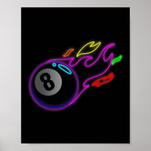 Affiche Lumières Néon Colorées Huit Billards Billard Billa