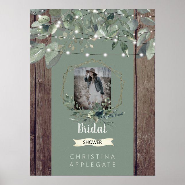 Affiche Lumières Rustiques & Bois Photo Fête de Mariage Ch (Devant)