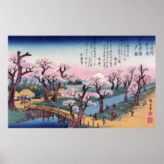 Affiche Luminaire du soir au pont Koganei, Ando Hiroshige