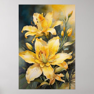 Affiche Luminance de Lily - Art numérique aux fleurs