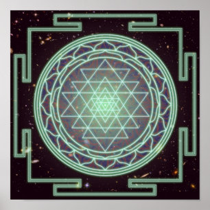 Affiche Luminosité bleue du Sri Yantra