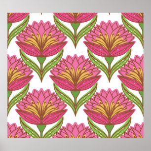 Affiche Luminosité florale : Vintage blanc rouge.