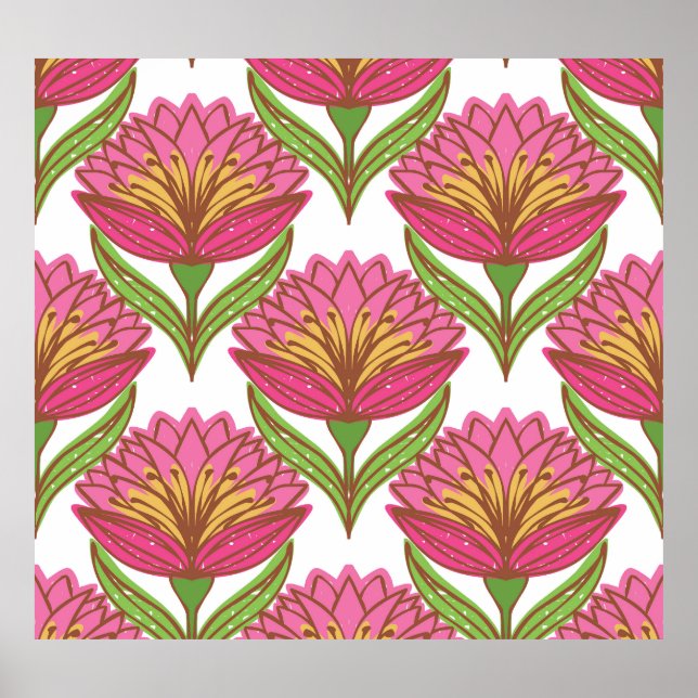 Affiche Luminosité florale : Vintage blanc rouge. (Devant)