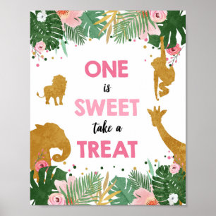Affiche L'un est Sweet Safari Animaux Fille Signal d'anniv