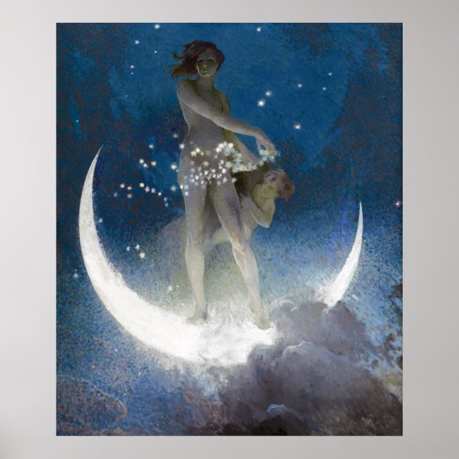 Affiche Luna Goddess at Night Scattering Stars (Devant)