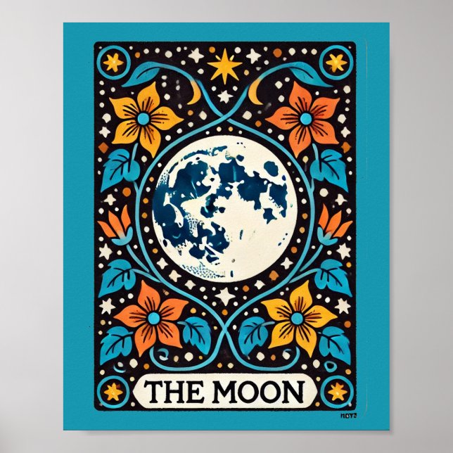 Affiche Luna Pleine lune carte Moon Tarot (Devant)