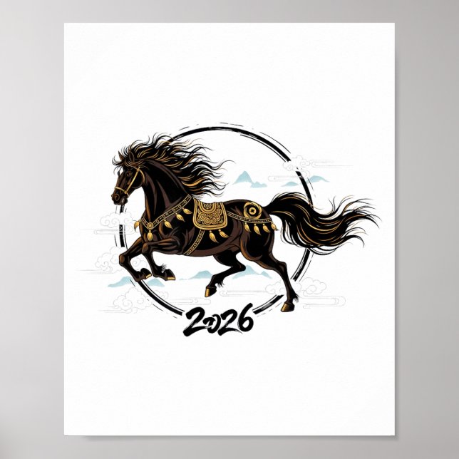Affiche Lunar New Year 2026 Horse Chinese Zodiac Celebrati (Devant)