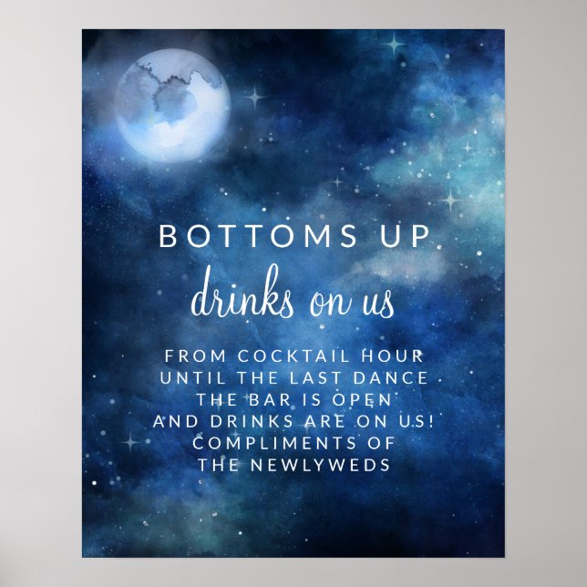 Affiche Lunar Sky Full Moon Wedding Open Bar Table Sign (Devant)