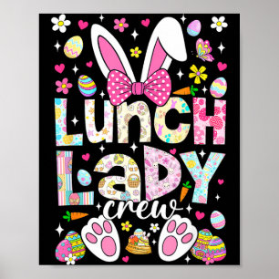 Affiche Lunch Lady Crew Funny Bunny Cafétéria Famille Pâqu
