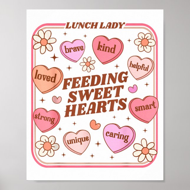 Affiche Lunch Lady Valentines Day Retro Cute Cafeteria Swe (Devant)