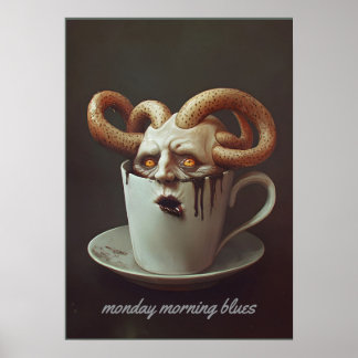 Affiche Lundi matin blues niveau caféine avertissement 3