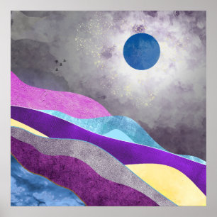 Affiche Lune Bleue