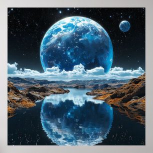 Affiche Lune bleue vibrante