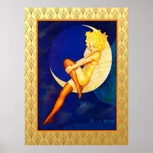 Affiche Lune bleue vintage (Devant)