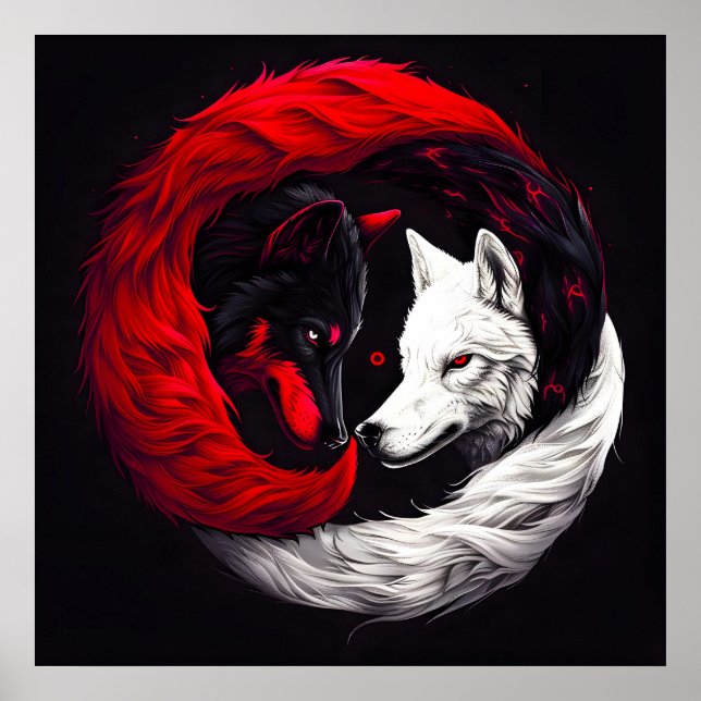 Affiche Lune Crimson Loup blanc rouge (Devant)