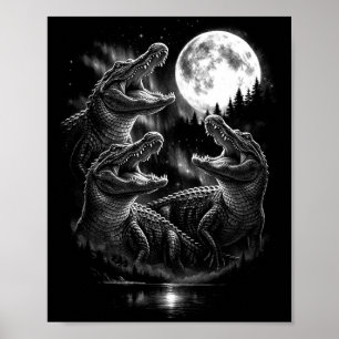 Affiche Lune d'alligator hurlant style vintage rétro drôle