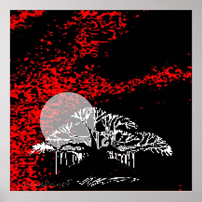 Affiche Lune dans le ciel rouge (Devant)