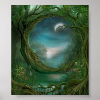 Affiche Lune dans les arbres