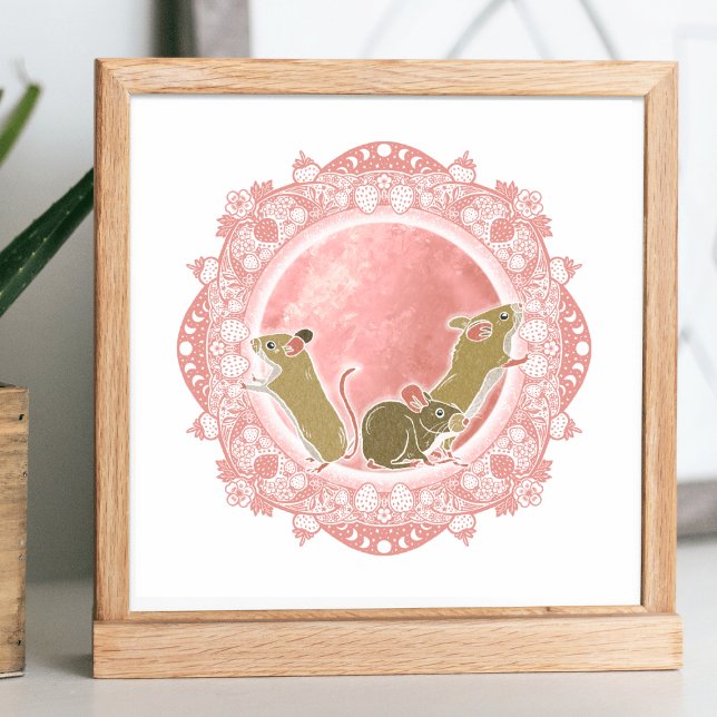 Affiche Lune de fraise complète | Illustration de la lune  (Créateur téléchargé)