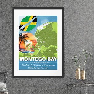 Affiche Lune de miel romantique Montego Bay Jamaïque Carte