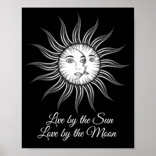 Affiche lune de soleil céleste noir blanc simple graphique