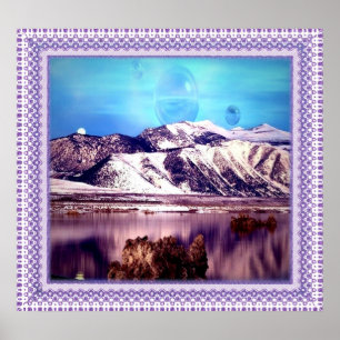 Affiche Lune derrière Montains