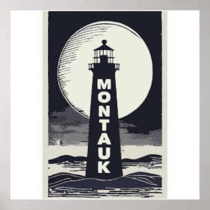 Affiche Lune du phare de Montauk Point