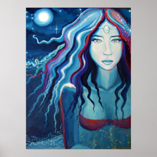 Affiche Lune électrique - déesse/copie art d'imaginaire