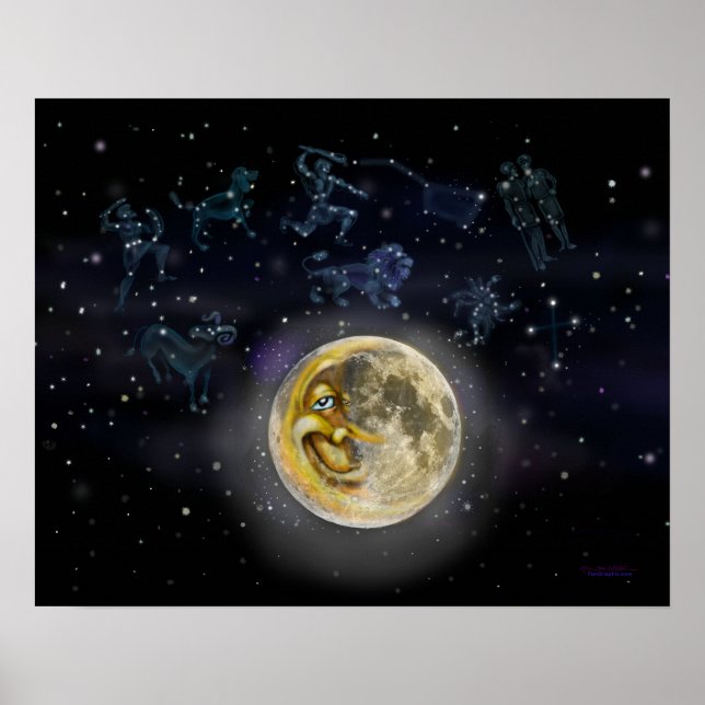 Affiche Lune et constellations (Devant)