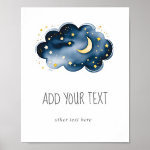 Affiche Lune et étoiles Ajouter votre signature texte