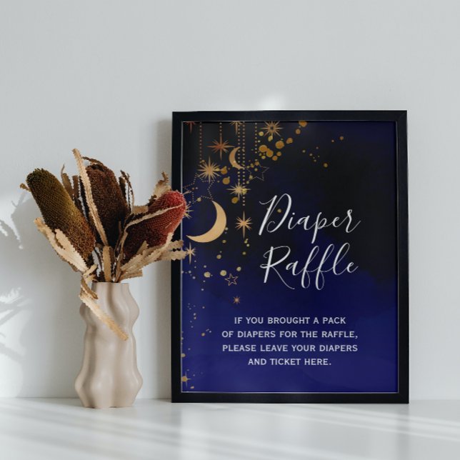 Affiche Lune et étoiles Baby shower Déchets Signe de rouss (Créateur téléchargé)