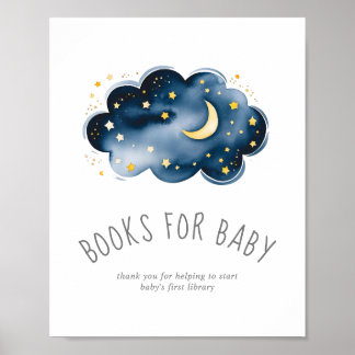 Affiche Lune et étoiles Baby shower Livres pour bébé signe