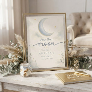 Affiche Lune et Étoiles Fête de bébé pour une naissance im