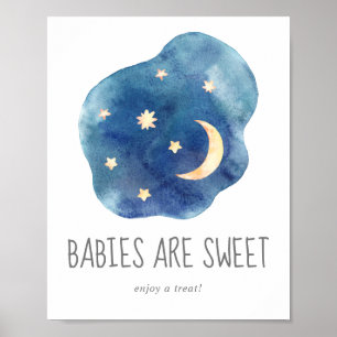 Affiche Lune et étoiles Les bébés sont doux Profitez d'un 