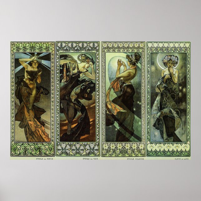 Affiche Lune et étoiles par Alphonse Mucha (Devant)