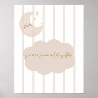 Affiche Lune et Étoiles pour Nurserie Couleurs Neu