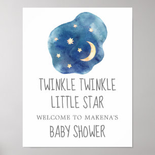 Affiche Lune et étoiles Twinkle Twinkle Little Star Bienve