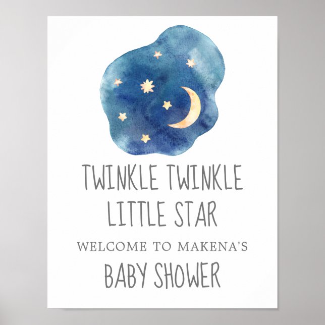 Affiche Lune et étoiles Twinkle Twinkle Little Star Bienve (Devant)