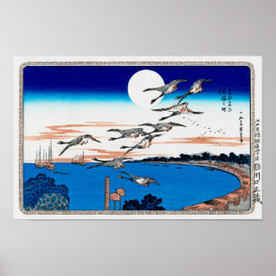 Affiche Lune et oie sauvage, Hiroshige, Ukiyo-e