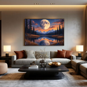 Affiche Lune géante : Réflexions nocturnes