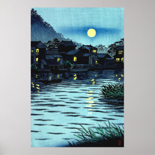 Affiche Lune montante à la rivière Katase Kasamatsu Shiro 