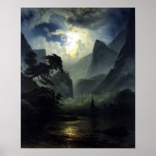 Affiche Lune - paysage - Noweigan-fjord