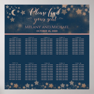 Affiche Lune romantique céleste et calligraphie étoiles