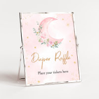 Lune rose et étoiles Baby shower Déchets Raffle