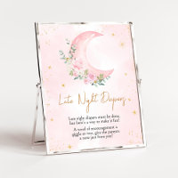 Lune rose et étoiles Baby shower Diapos nocturnes