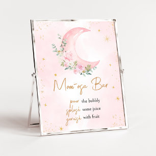 Affiche Lune rose et étoiles Baby shower Maman Osa Bar
